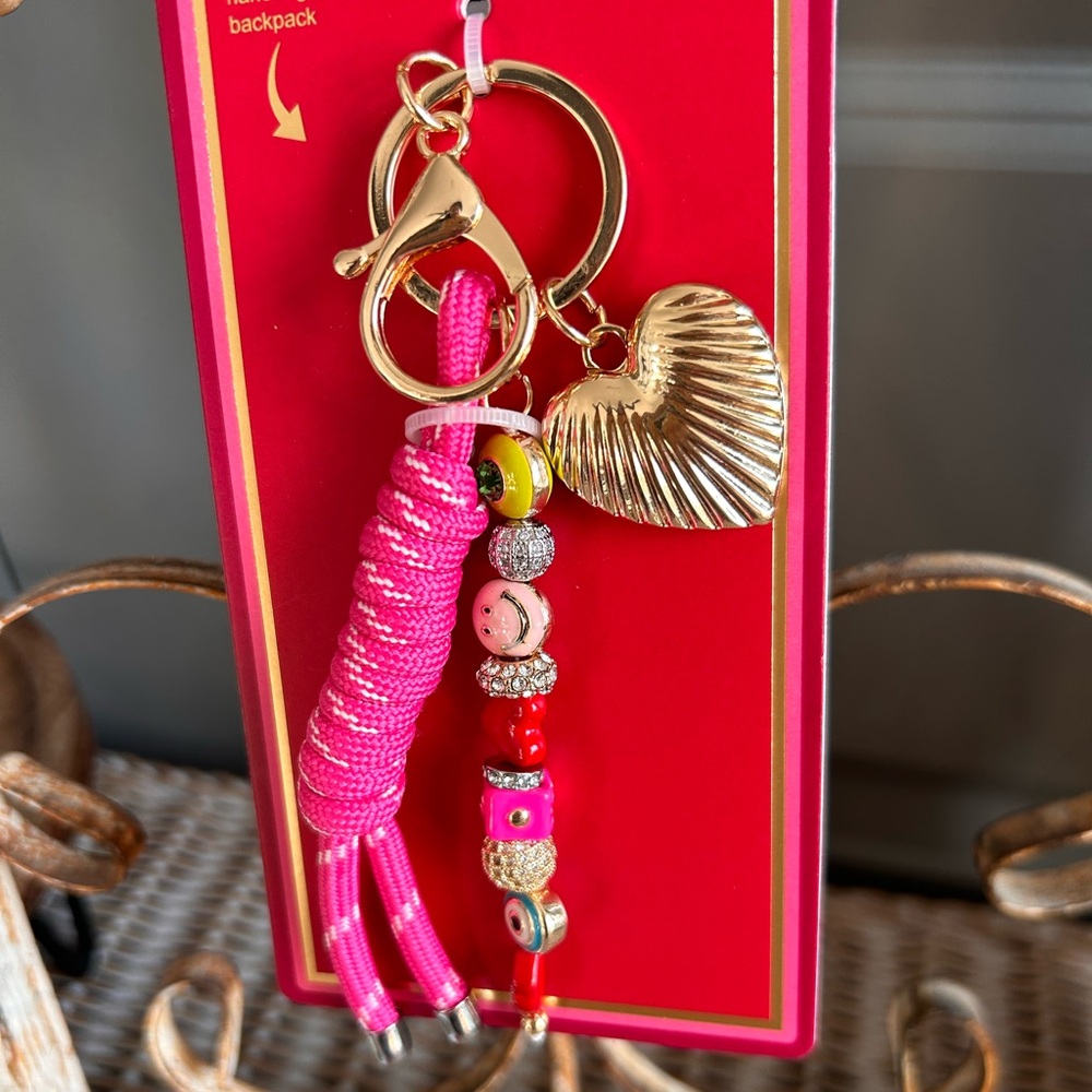 ⚡️15 Piper K Gold Heart and Pink Bag Charm and Key Holder - Picture 2 of 3